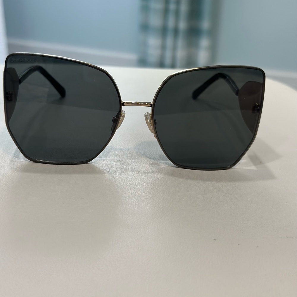Jimmy Choo Black Oversized Sunglasses with Butterfly Shape